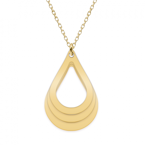 Suze - Colier personalizat lacrimi si nume din argint 925 placat cu aur galben 24K