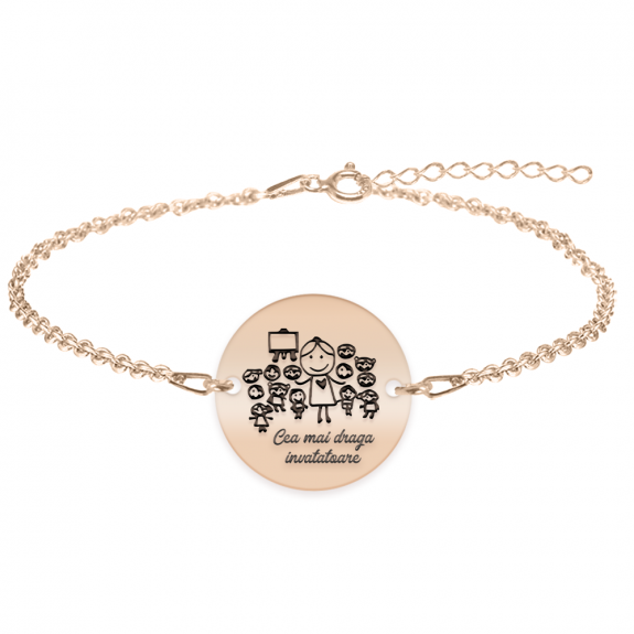 Teacher - Bratara personalizata educatoare/invatatoare/profesoara din argint 925 placat cu aur roz Teacher - Bratara personalizata educatoare/invatatoare/profesoara din argint 925 placat cu aur roz