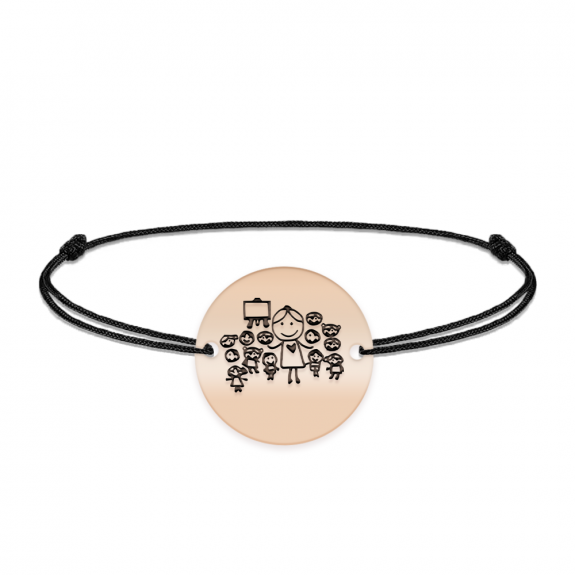 Teacher - Bratara personalizata snur educatoare/invatatoare/profesoara din argint 925 placat cu aur roz