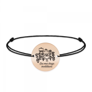 Teacher - Bratara personalizata snur educatoare/invatatoare/profesoara din argint 925 placat cu aur roz