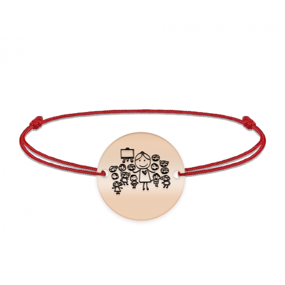 Teacher - Bratara personalizata snur educatoare/invatatoare/profesoara din argint 925 placat cu aur roz