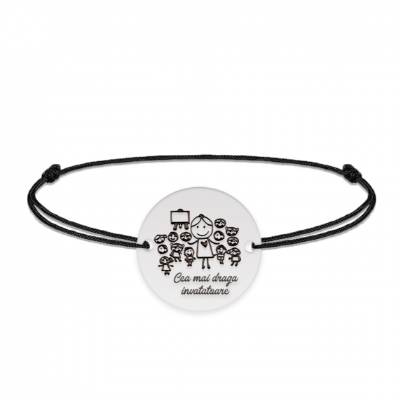 Teacher - Bratara personalizata snur educatoare/invatatoare/profesoara din argint 925