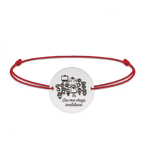 Teacher - Bratara personalizata snur educatoare/invatatoare/profesoara din argint 925