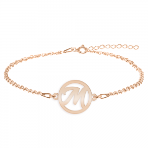 Teo - Bratara personalizata litera decupata din argint 925 placat cu aur roz