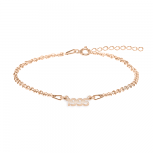 Time - Bratara personalizata cu an pentru picior din argint 925 placat cu aur roz