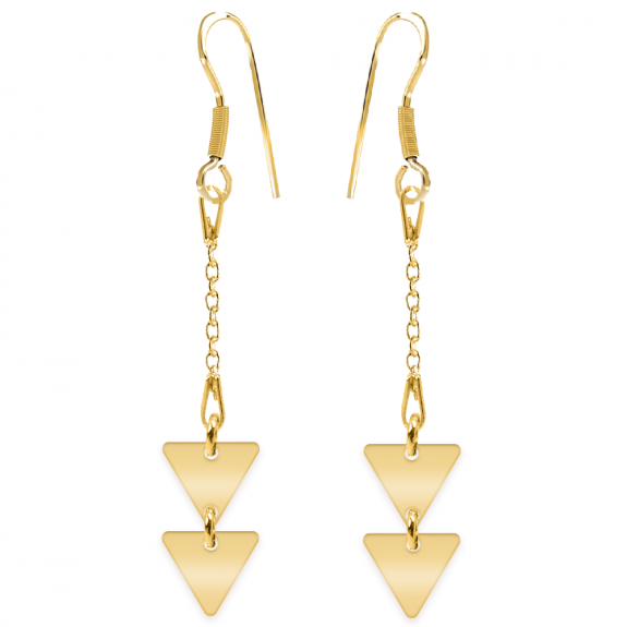 Triangle - Cercei personalizati doua triunghiuri cu tortita deschisa din argint 925 placat cu aur galben 24K Triangle - Cercei personalizati doua triunghiuri cu tortita deschisa din argint 925 placat cu aur galben 24K
