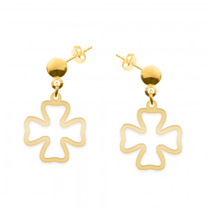 Trifoglio - Cercei personalizati din argint 925 placat cu aur galben 24K cu tija si trifoi decupat Trifoglio - Cercei personalizati din argint 925 placat cu aur galben 24K cu tija si trifoi decupat