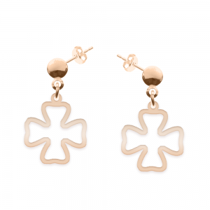 Trifoglio - Cercei personalizati din argint 925 placat cu aur roz cu tija si trifoi decupat Trifoglio - Cercei personalizati din argint 925 placat cu aur roz cu tija si trifoi decupat