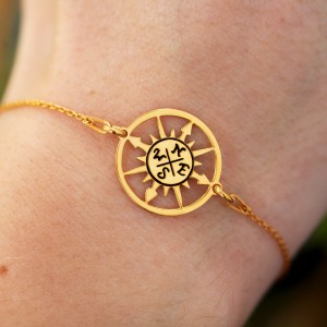 Trip - Bratara personalizata busola din argint 925 placat cu aur galben 24K