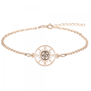Trip - Bratara personalizata busola din argint 925 placat cu aur roz