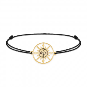 Trip - Bratara personalizata snur busola din argint 925 placat cu aur galben 24K