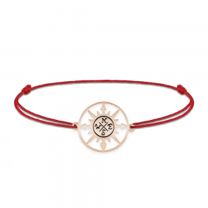 Trip - Bratara personalizata snur busola din argint 925 placat cu aur roz