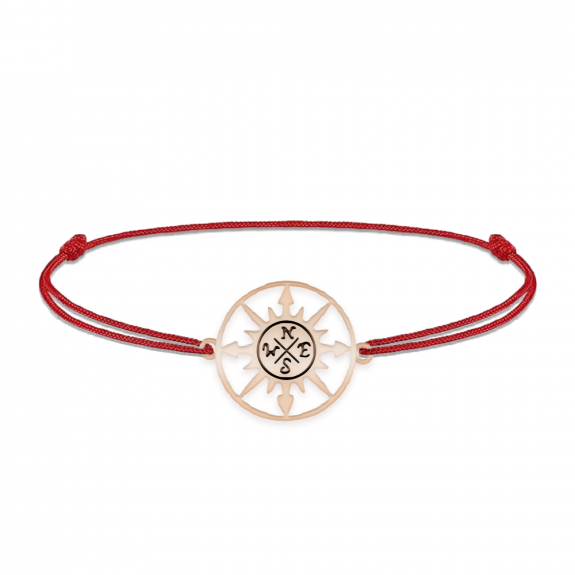 Trip - Bratara personalizata snur busola din argint 925 placat cu aur roz