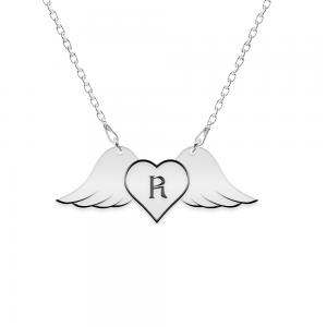 Wings - Colier personalizat cu aripi si inimioara din argint 925