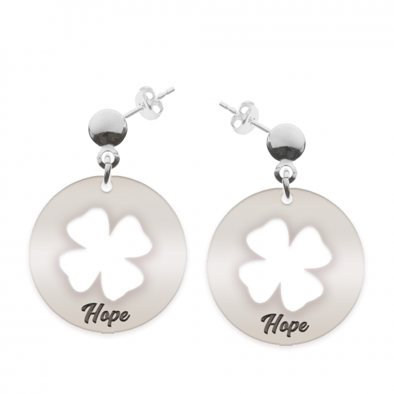 Yonka - Cercei personalizati din argint 925 cu tija si banut cu trifoi decupat Yonka - Cercei personalizati din argint 925 cu tija si banut cu trifoi decupat