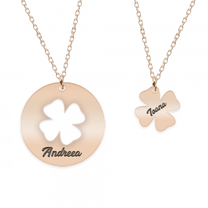 Yonka - Set coliere personalizate cu trifoi din argint 925 placat cu aur roz Yonka - Set coliere personalizate cu trifoi din argint 925 placat cu aur roz