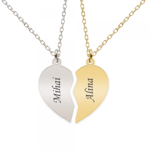 You and Me - Set coliere pentru cuplu, din argint 925 personalizate cu nume