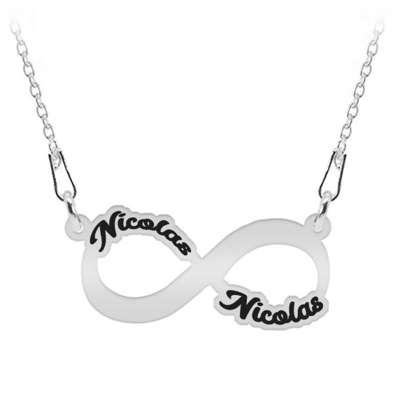 Zafira - Colier personalizat infinit si doua nume nume din argint 925