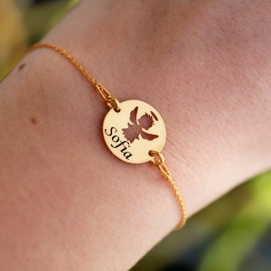 Angel - Bratara personalizata banut cu ingeras si nume gravat din argint 925 placat cu aur galben 24K Angel - Bratara personalizata banut cu ingeras si nume gravat din argint 925 placat cu aur galben 24K