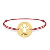 Angel - Bratara personalizata snur banut cu ingeras si nume gravat din argint 925 placat cu aur galben 24K