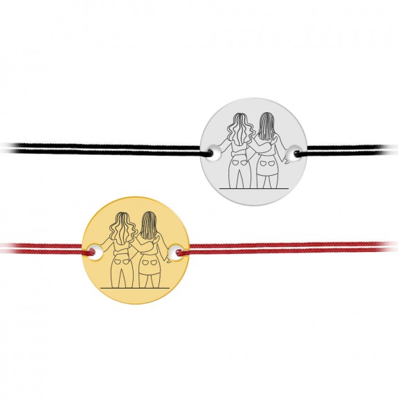 BFF - Bratara cu snur personalizata pentru cei mai buni prieteni din argint 925 placat cu aur galben 24K