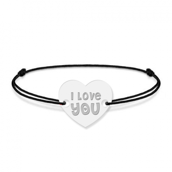 Bratara personalizata din snur negru cu talisman din argint 925, Inimioara, I Love You, BijuBOX, 15 + 3 cm, Cutiuta inclusa Bratara personalizata din snur negru cu talisman din argint 925, Inimioara, I Love You, BijuBOX, 15 + 3 cm, Cutiuta inclusa