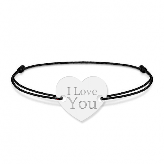 Bratara personalizata din snur negru cu talisman din argint 925, Inimioara, I Love You, BijuBOX, 15 + 3 cm, Cutiuta inclusa Bratara personalizata din snur negru cu talisman din argint 925, Inimioara, I Love You, BijuBOX, 15 + 3 cm, Cutiuta inclusa
