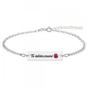 Bratara personalizata din argint 925 cu Cristale , Te iubim Mami, BijuBOX, 15 + 3 cm, Cutiuta inclusa