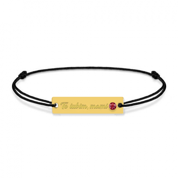 Bratara personalizata din snur negru cu talisman din argint 925 placat cu aur 24k si Cristale , Te iubim mami, BijuBOX, 15 + 3 cm, Cutiuta inclusa Bratara personalizata din snur negru cu talisman din argint 925 placat cu aur 24k si Cristale , Te iubim mami, BijuBOX, 15 + 3 cm, Cutiuta inclusa