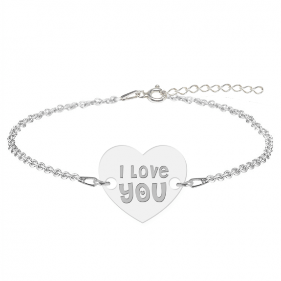 Bratara personalizata din argint 925, Inimioara, I Love You, BijuBOX, 15 + 3 cm, Cutiuta inclusa Bratara personalizata din argint 925, Inimioara, I Love You, BijuBOX, 15 + 3 cm, Cutiuta inclusa