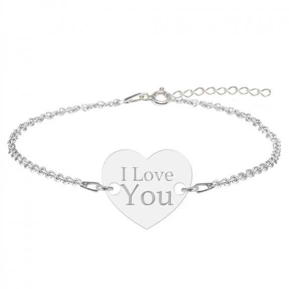 Bratara personalizata din argint 925, Inimioara, I Love You, BijuBOX, 15 + 3 cm, Cutiuta inclusa Bratara personalizata din argint 925, Inimioara, I Love You, BijuBOX, 15 + 3 cm, Cutiuta inclusa
