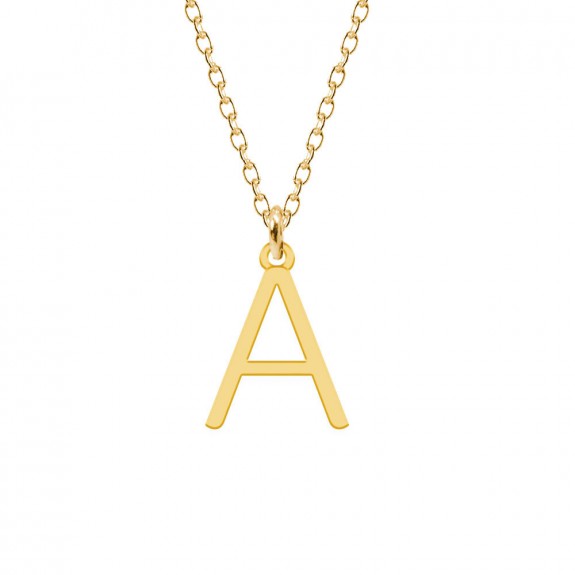 Caracter- Colier din argint placat cu aur gablen personalizat cu litera