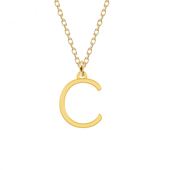 Caracter- Colier din argint placat cu aur gablen personalizat cu litera