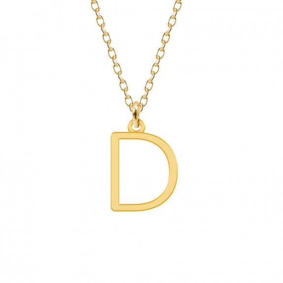 Caracter- Colier din argint placat cu aur gablen personalizat cu litera