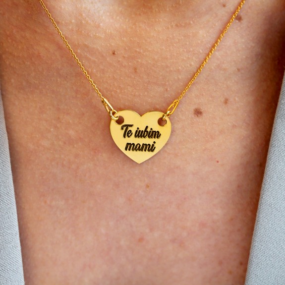 Claudia - Colier personalizat inimioara din argint 925 placat cu aur galben 24K