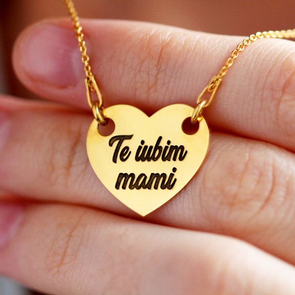 Claudia - Colier personalizat inimioara din argint 925 placat cu aur galben 24K