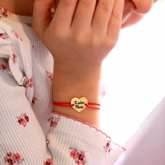 Claudia - Bratara din snur cu talisman personalizat din argint 925 - Inimioara