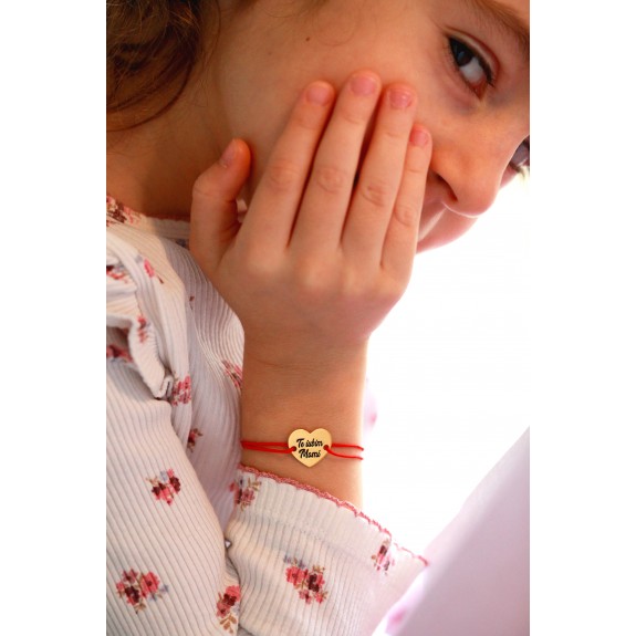 Claudia - Bratara din snur cu talisman personalizat din argint 925 - Inimioara