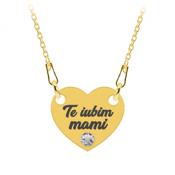 Claudia - Colier personalizat inimioara din argint 925 placat cu aur galben 24K