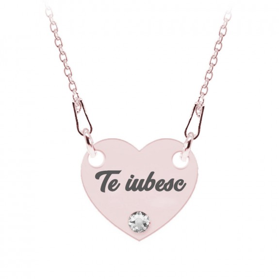 Claudia - Colier personalizat inimioara din argint 925 placat cu aur roz Claudia - Colier personalizat inimioara din argint 925 placat cu aur roz