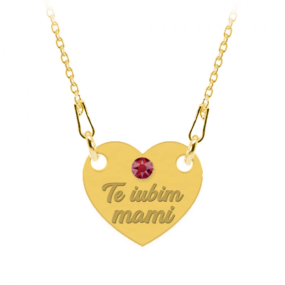 Colier personalizat din argint 925 placat cu aur 24k, Inimioara, Cristale , Te iubim Mami, BijuBOX, 45 cm, Cutiuta inclusa Colier personalizat din argint 925 placat cu aur 24k, Inimioara, Cristale , Te iubim Mami, BijuBOX, 45 cm, Cutiuta inclusa