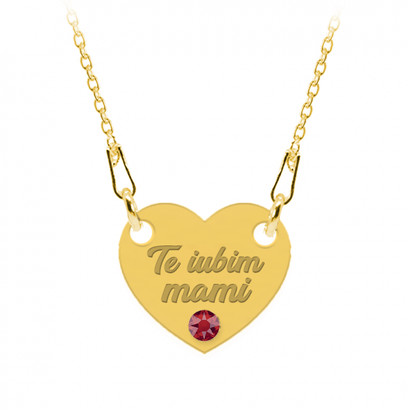 Colier personalizat din argint 925 placat cu aur 24k, Inimioara, Cristale , Te iubim Mami, BijuBOX, 45 cm, Cutiuta inclusa Colier personalizat din argint 925 placat cu aur 24k, Inimioara, Cristale , Te iubim Mami, BijuBOX, 45 cm, Cutiuta inclusa
