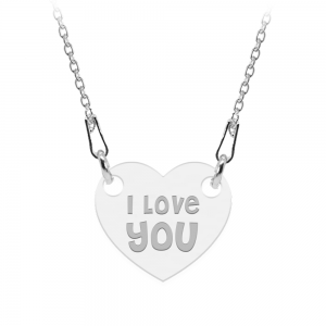 Colier personalizat din argint 925, Inimioara, I Love You, BijuBOX, 45 cm, Cutiuta inclusa