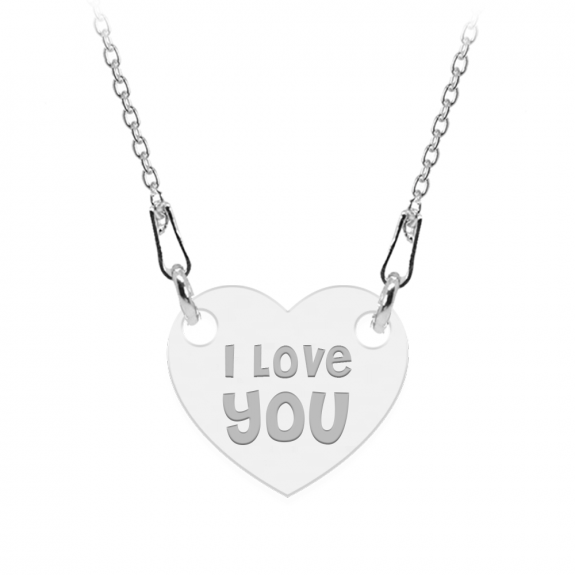 Colier personalizat din argint 925, Inimioara, I Love You, BijuBOX, 45 cm, Cutiuta inclusa Colier personalizat din argint 925, Inimioara, I Love You, BijuBOX, 45 cm, Cutiuta inclusa