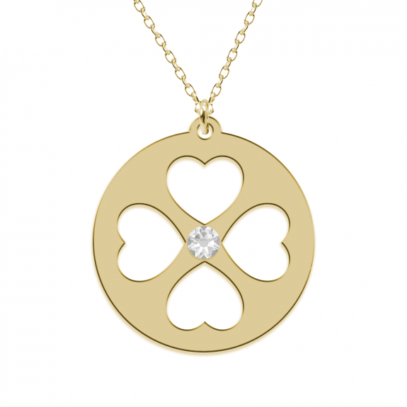 Emilia - Colier personalizat din argint placat cu aur galben 24K si cristal - banut