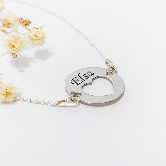 Heart - Bratara personalizata banut cu nume si inimioara din argint 925