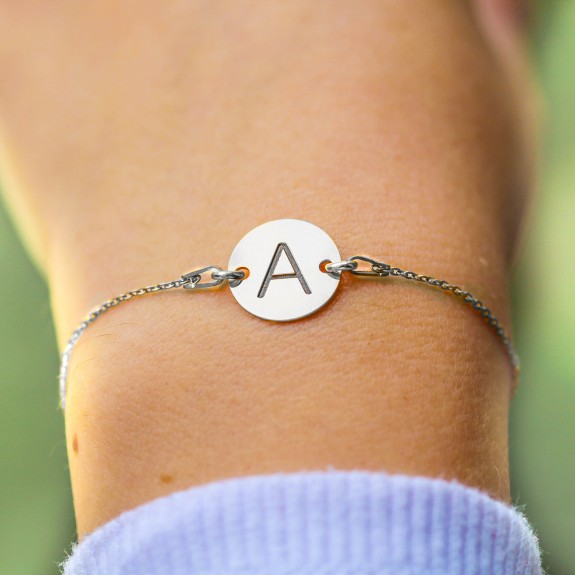 Lara - Bratara din argint 925 personalizata cu initiala -  banut