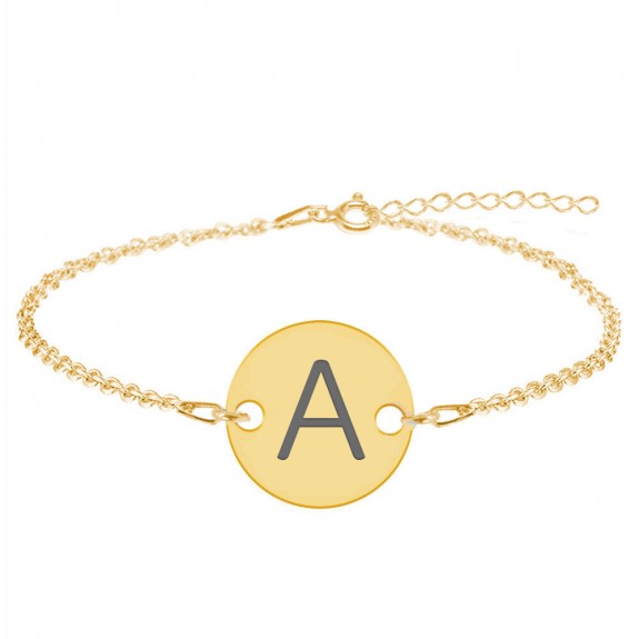 Lara - Bratara din argint 925 placat cu aur galben 24K personalizata cu initiala -  banut
