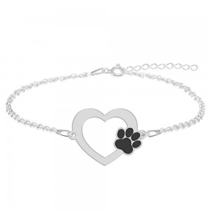 Paw Lover - Bratara personalizata inimioara si labuta din argint 925 Paw Lover - Bratara personalizata inimioara si labuta din argint 925