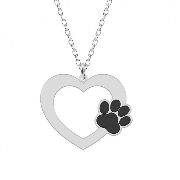 Paw Lover - Colier personalizat din argint - Inima